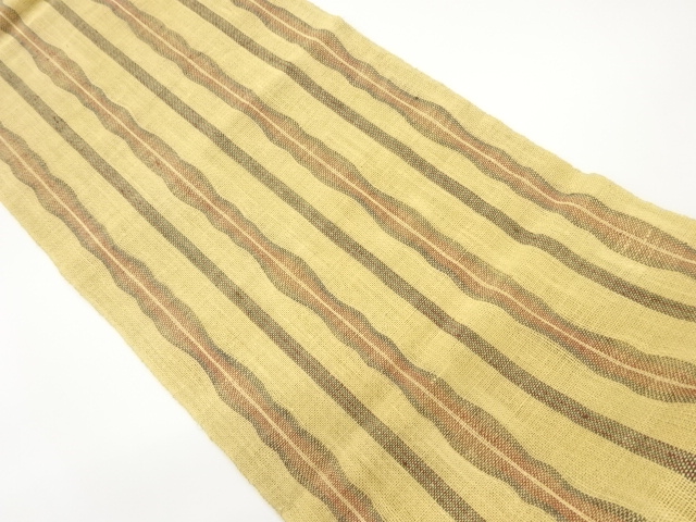 紗紬縞模様織出し名古屋帯